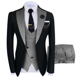 Popular Clothing Luxury Party Stage Men's Suit Groomsmen Regular Fit Tuxedo 3 Piece Set Jacket+Trousers+Vest
