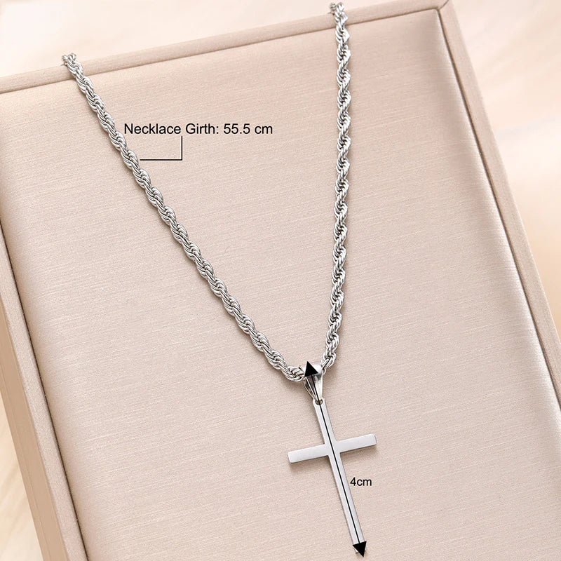 Stainless Steel Cross Pendant Necklace for Men Women Minimalist Gold Color Jewelry Male Female Necklaces Chokers Gifts