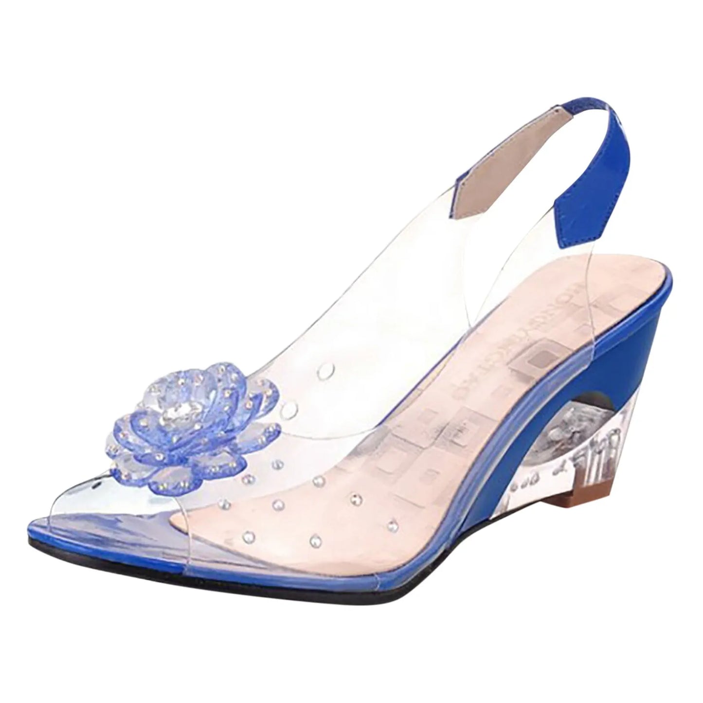 Female Shoes Leisure Transparent Crystal High Heels Diamond Slope Heel Sandals Fish Mouth Shoes Women's Dressy Sandals