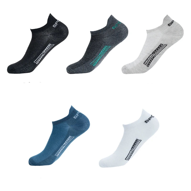 5 Pairs/Lot High Quality Men Ankle Socks Breathable Cotton Sports Mesh Casual Athletic Thin Cut Short Plus Size