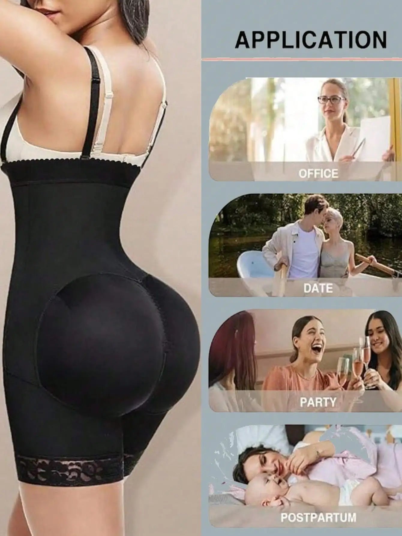 Lace Trim Sculpting Panties, Comfy & Breathable Butt Lifting Panties, Women's Lingerie