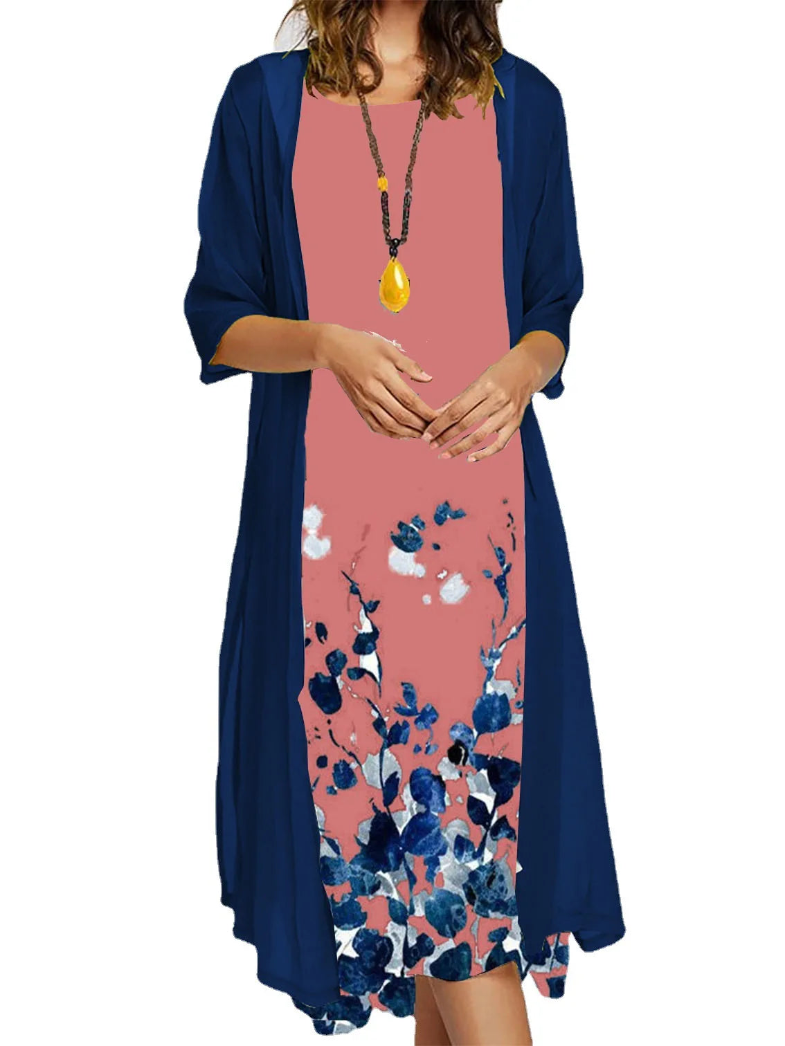 EU-US cross-border fashion casual printed vest and dress 2-piece set