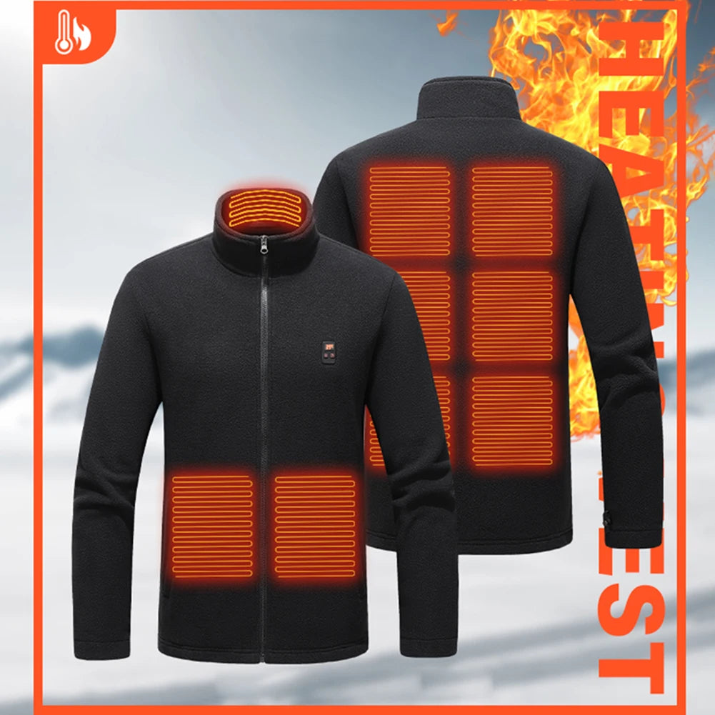9 Heated Area  Jacket USB Charging Insulated Jackets Waterproof Heated Sweater 3 Gear Temperature for Hiking Skiing