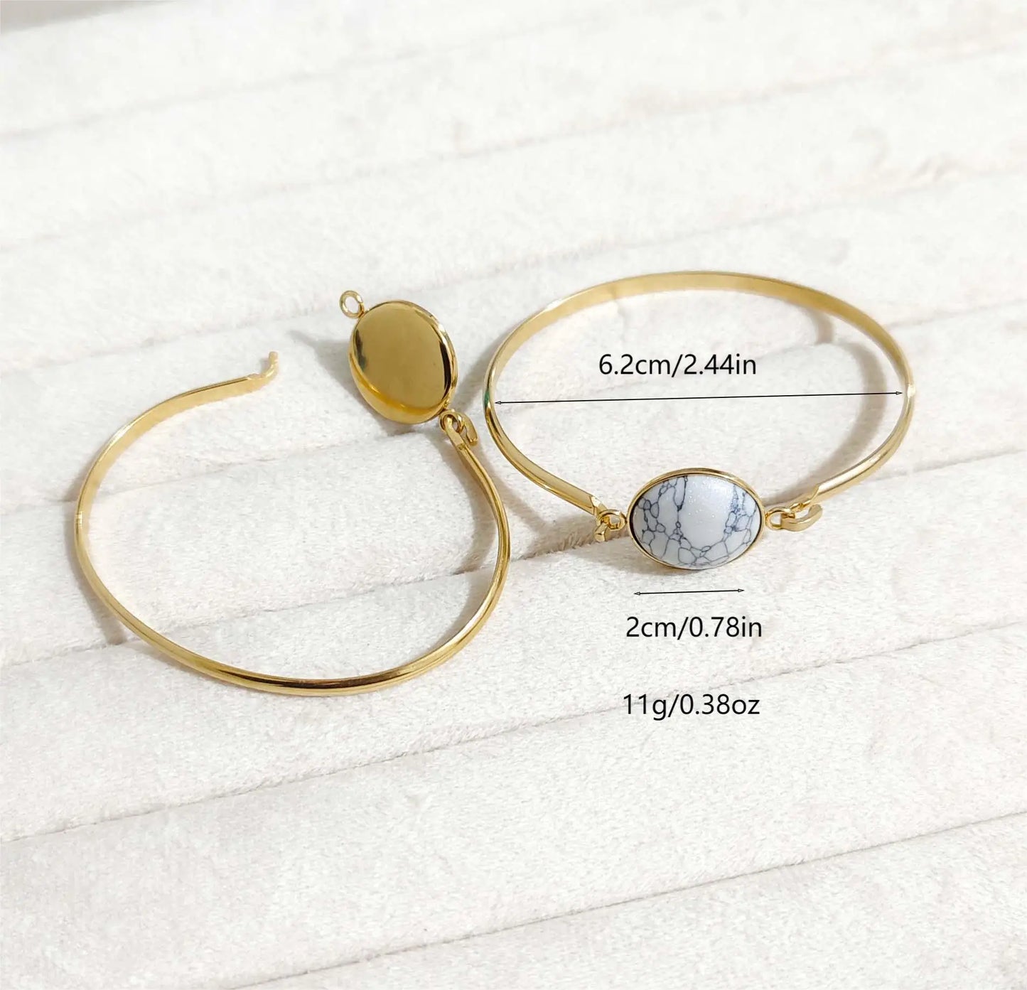 European and American wind fashion natural stone bracelet retro art round opening stainless steel bracelet