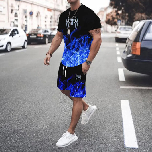 3D Printed Men s Casual Luxury Gradient T-Shirt Shorts Set Tracksuit Male 2 Pieces Fashion Outfit Man Clothing Jogging Suit