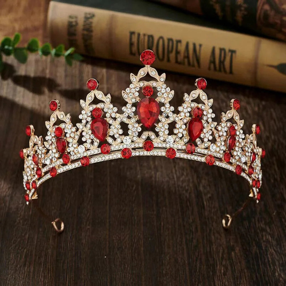 3pcs/set Crystal Bridal Tiara And Crown Earrings Necklace Jewelry Set