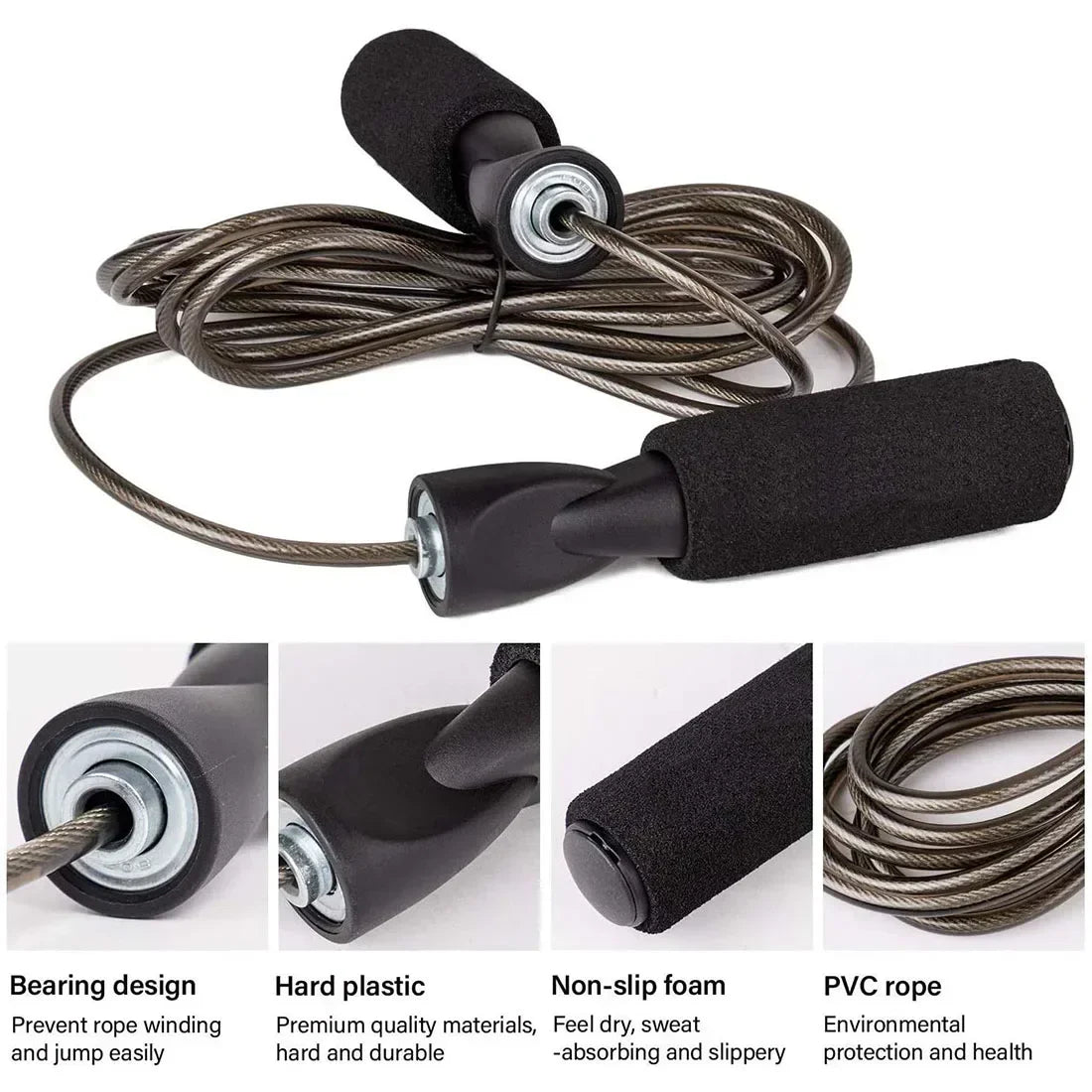 Adjustable Jump Rope For Speed Skipping Exercise Weight-Loss Fitness Women Men Steel Ropes With Bearings