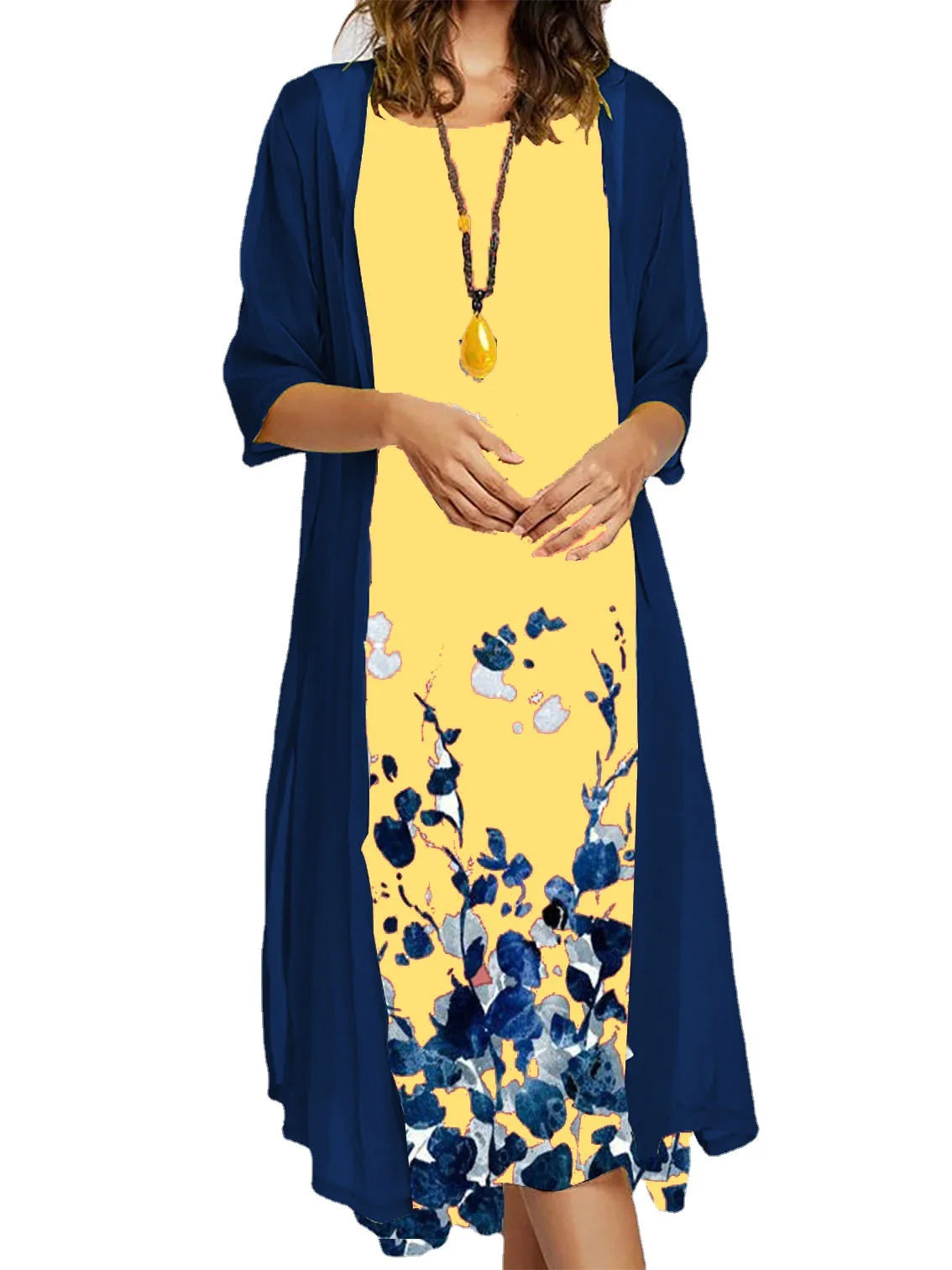 EU-US cross-border fashion casual printed vest and dress 2-piece set