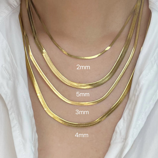 Minimalist Unisex Snake Chain Necklace Choker Stainless Steel Herringbone Gold Color Fashion Jewelry Gift For Women and Men