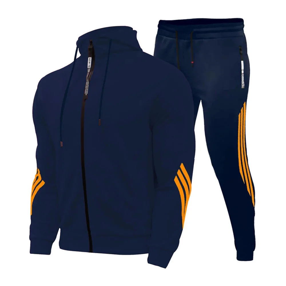 Men's jogging suit, sweater, hoodie, jacket, sweatpants, 2-piece suit, men's fashion casual autumn and winter jacket.