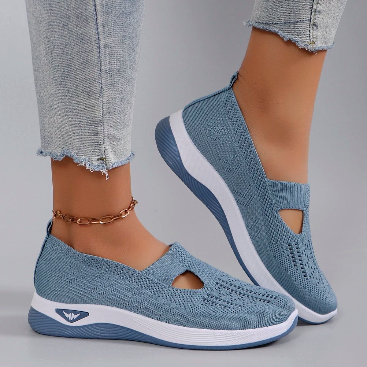 Women's sports shoes, fashionable, breathable, lightweight, non-slip, wear-resistant, casual sports shoes, flat shoes