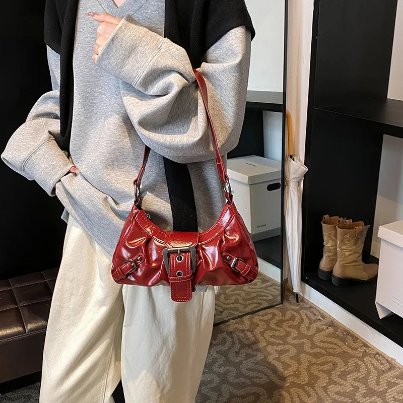 Spring Hot Selling Maillard Style Retro Style Small Bag Wasteland Style Vintage Leather Shoulder Armpit Bag