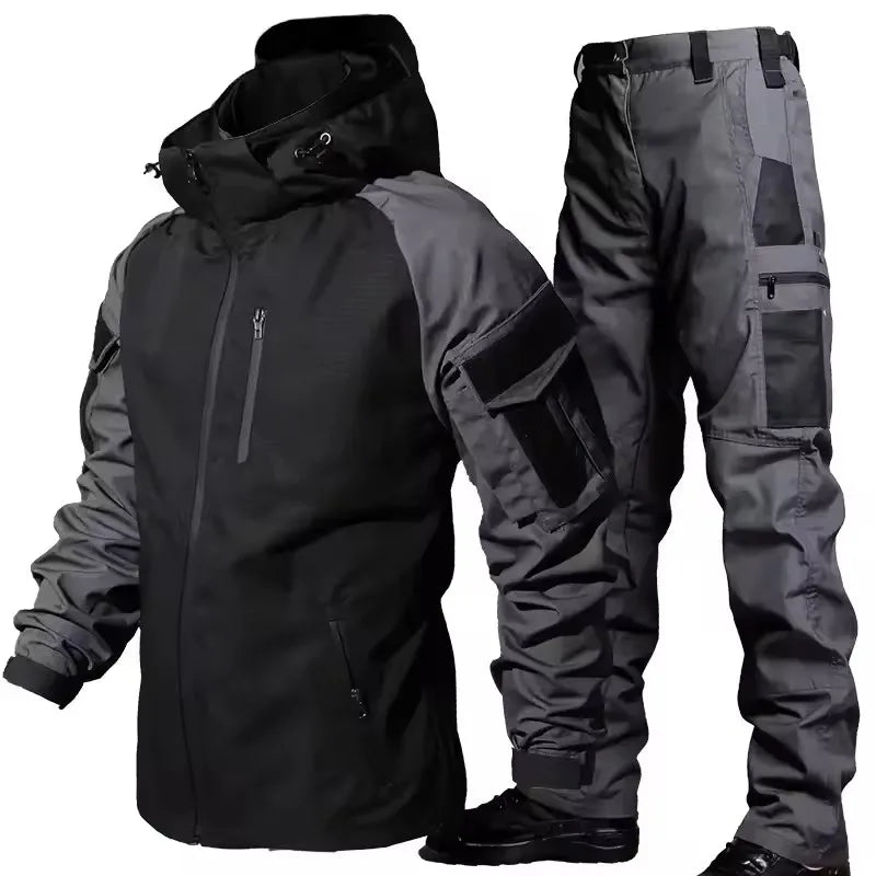 Tactical Waterproof Sets Men Wear Resistant Combat Training Suit Outdoor Multi-pocket Uniform Airsoft Camping Hiking Tracksuit