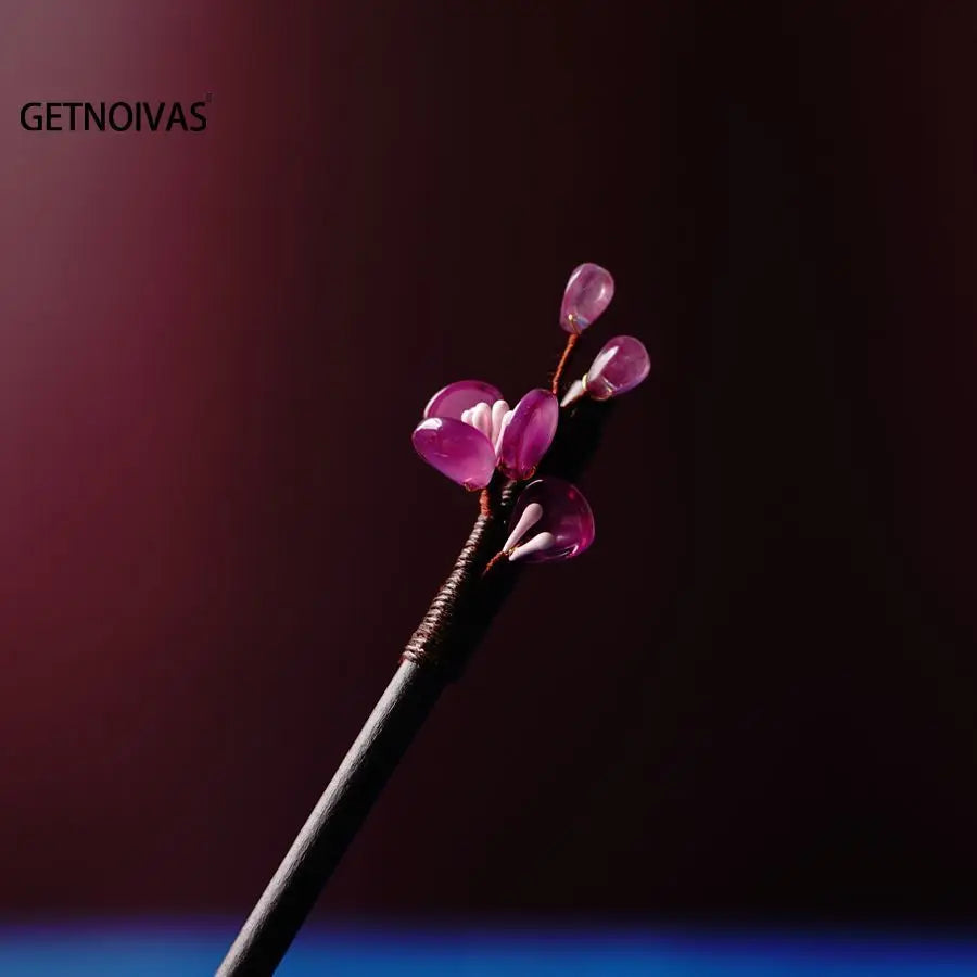 Floral Hair Pins Handmade Wooden Twist Bun Pin Chopsticks Flower Hair Clips Chinese-style Hair Stick