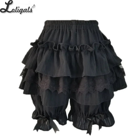 Cute Shorts Lace Ruffled Elastic Waist Cotton