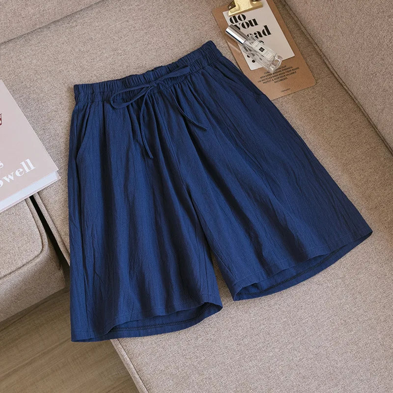 Cotton Shorts, Summer Casual Solid Two Pockets shorts high waist loose shorts  Soft Cool female shorts