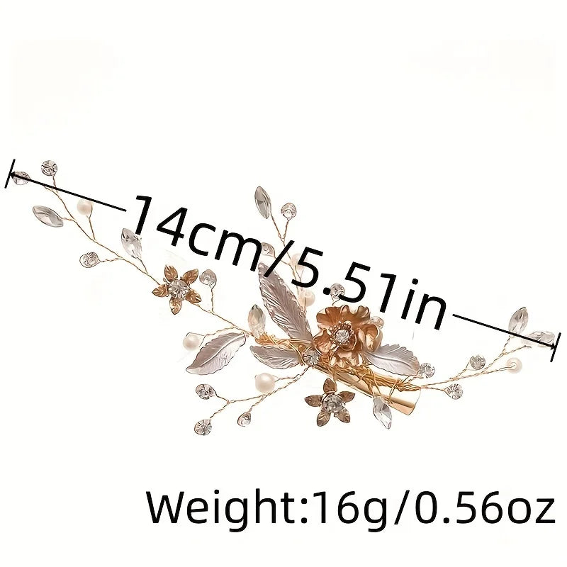 Trendy Gold Silver Color Flower Leaf Crystal Hairpin Headband Hair Accessories Headpiece Jewelry Ornaments