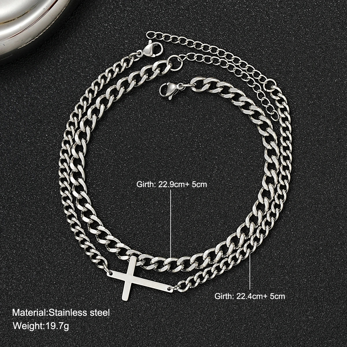 Stainless Steel Cross Cuban Chain Bracelet Set for Men  Snake Chain Bracelets Fashion Unisex Jewelry Gifts