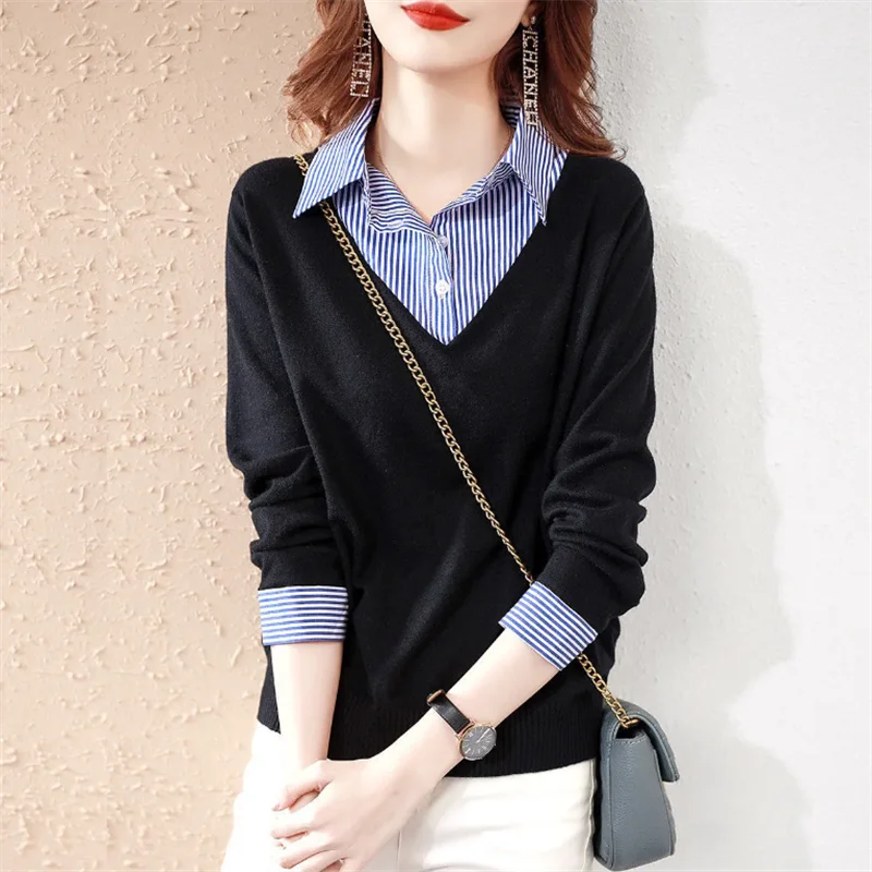 Fake Two Pieces  Spring Laple Long Sleeve