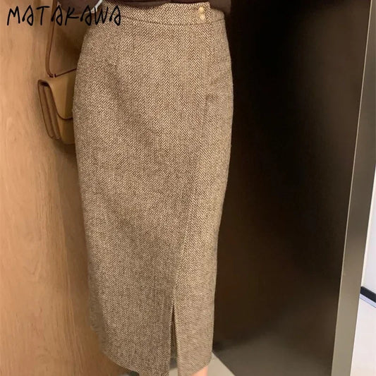 Autumn Winter Solid Simple Retro Long Skirt