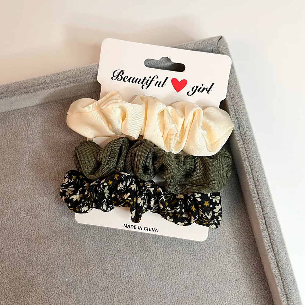 3PCS/Set Corduroy Knitted Small Scrunchies Elastic Hair Ties Women Girls Satin Ponytail Rubber Hair Bands Rope Hair Accessories