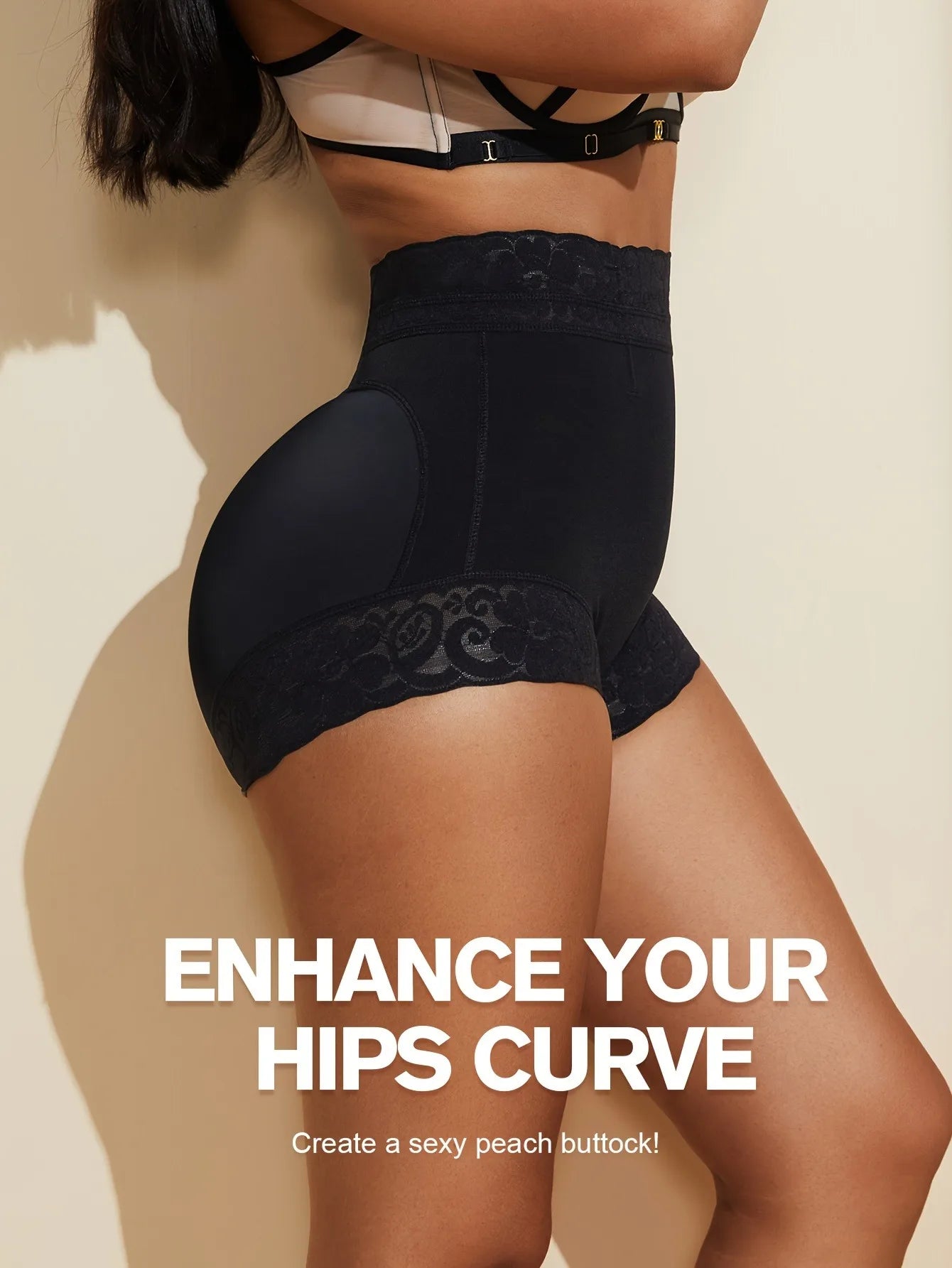 Lace Trim Sculpting Panties, Comfy & Breathable Butt Lifting Panties, Lingerie & Underwear