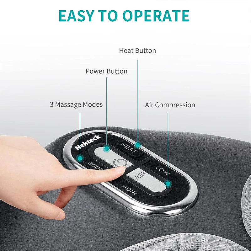 Foot Massager Heating Therapy Air Compression Shiatsu Knead Roller