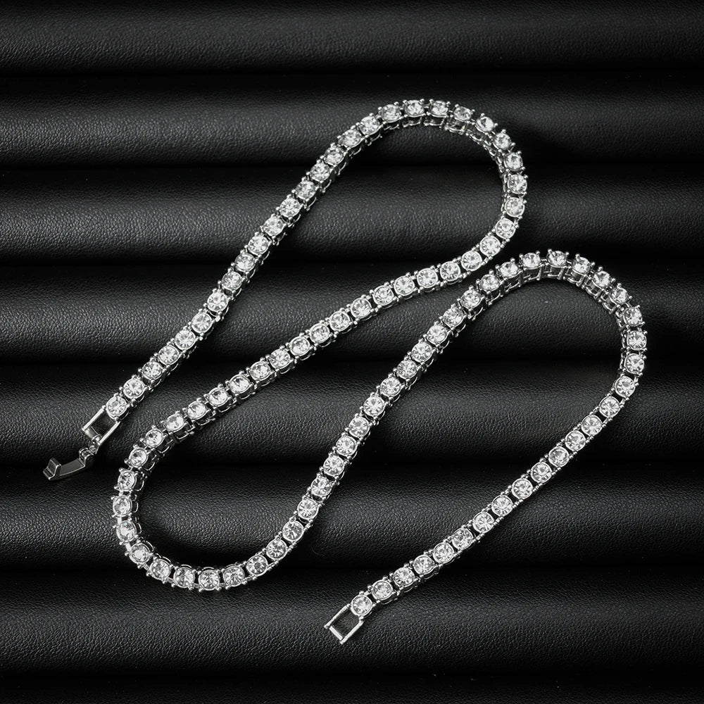 Classical 4MM Tennis Chain Iced Out Bracelet or Necklace Men Fashion Hip Hop Jewelry Women 8/16/18/20/24inch Choker