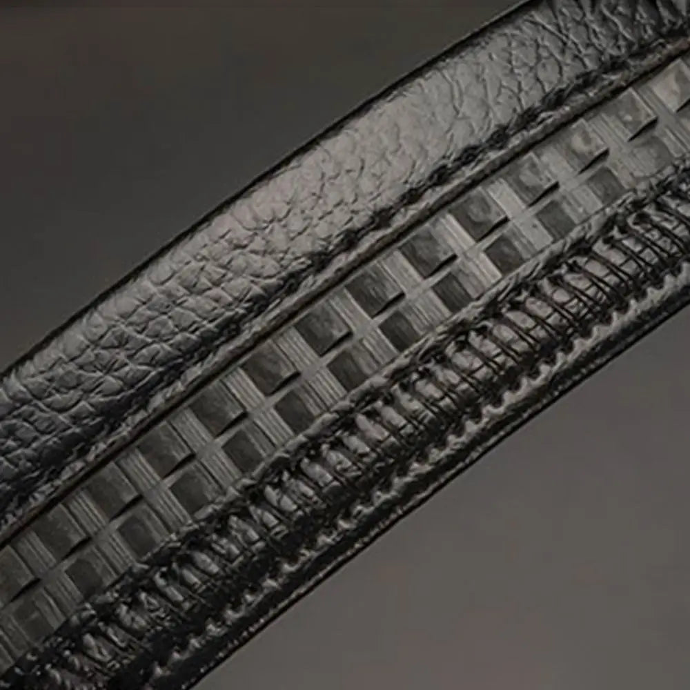 Business Time To Run Belt  Automatic Buckle Leather Belt Silver Waist Buckle Males Luxury Belt Rhinestone Decoration