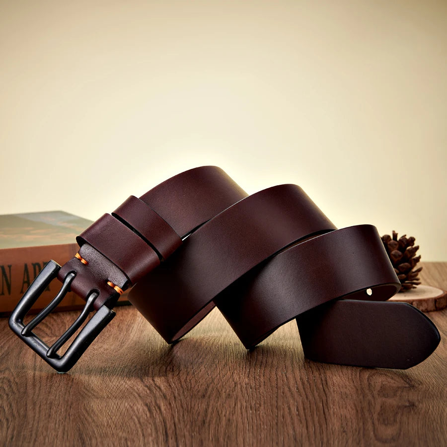 4.3cm Wide Thick Cow skin Genuine Leather Belt  Casual