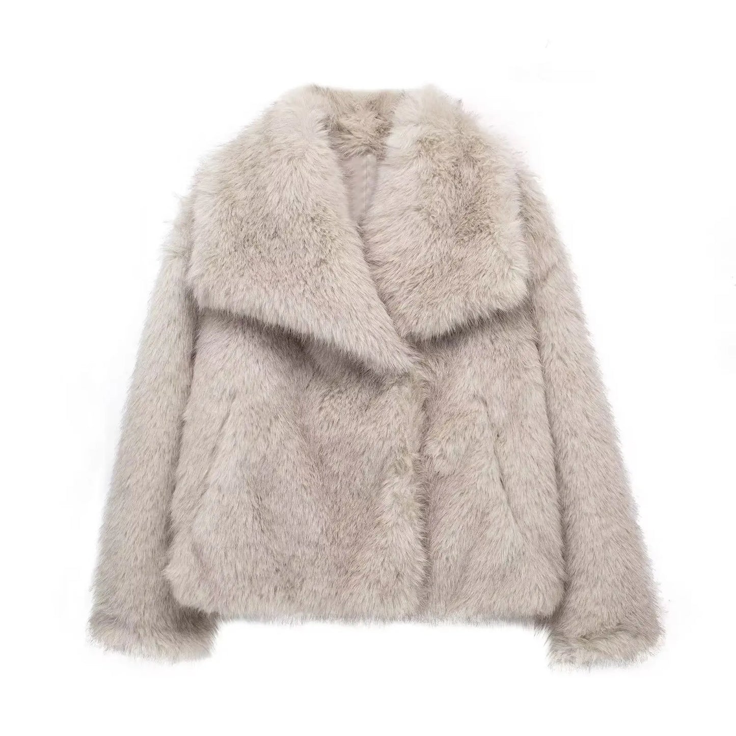 Woven Jacket For Women Loose Stand Collar Long Sleeve Coat
