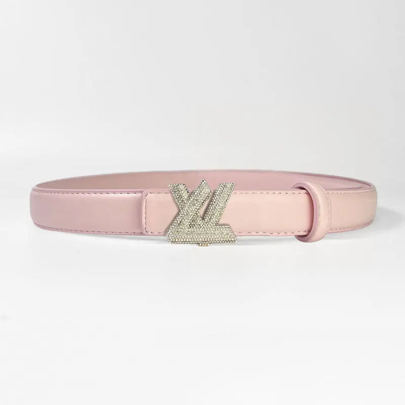 Women's high-end fashion letter belt versatile casual  rhinestone adjustable women's belt light luxury
