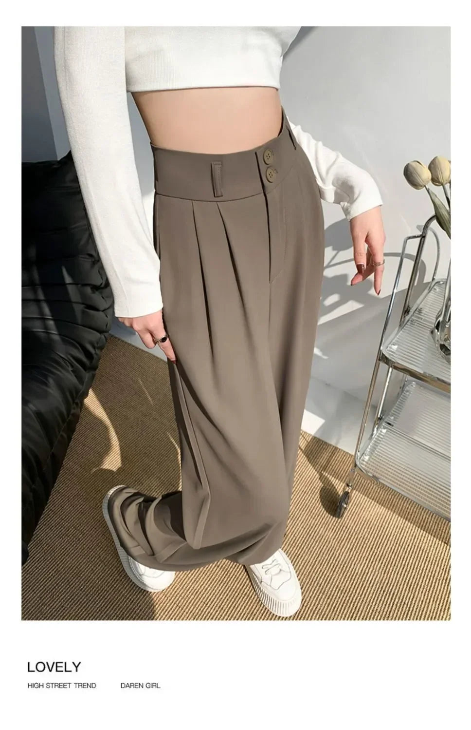 Elegant Wide Leg Pants Women's High Waist  Baggy Pants Office Ladies Fashion Loose Suit Trousers Streetwear