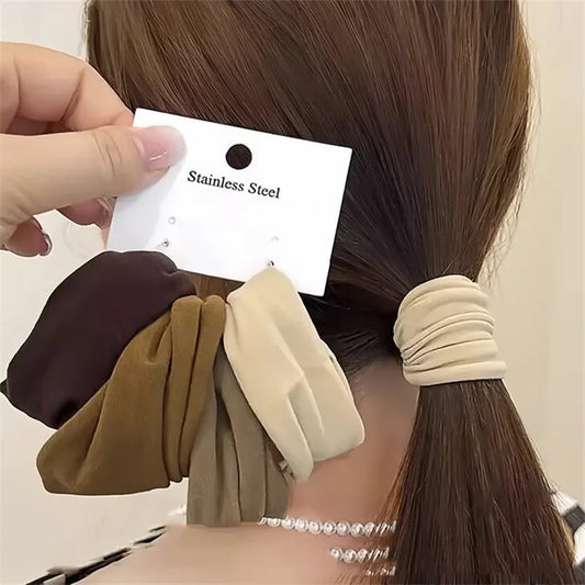 4 Set Solid Widen Thicken Hair Band Ropes Women Ponytail Holder Hair Tie Scrunchies Rubber Bands