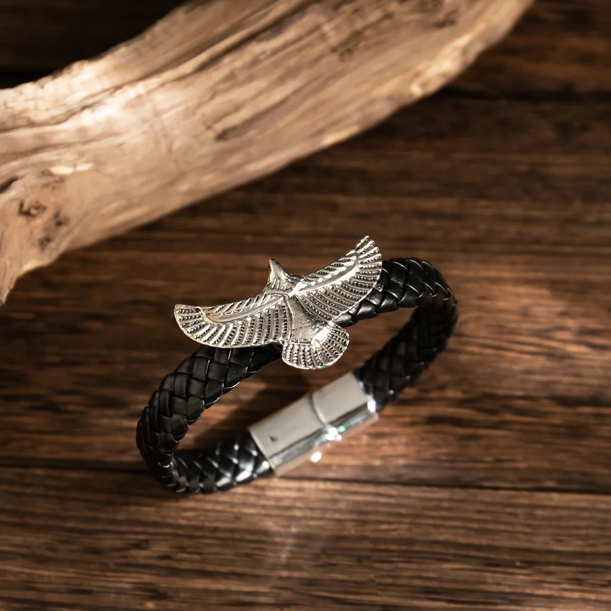 1PC Fashion Eagle Bracelet for Men Black Leather Hand Band with Magnetic Charm Bracelet Clasp Men's Accessories Gifts