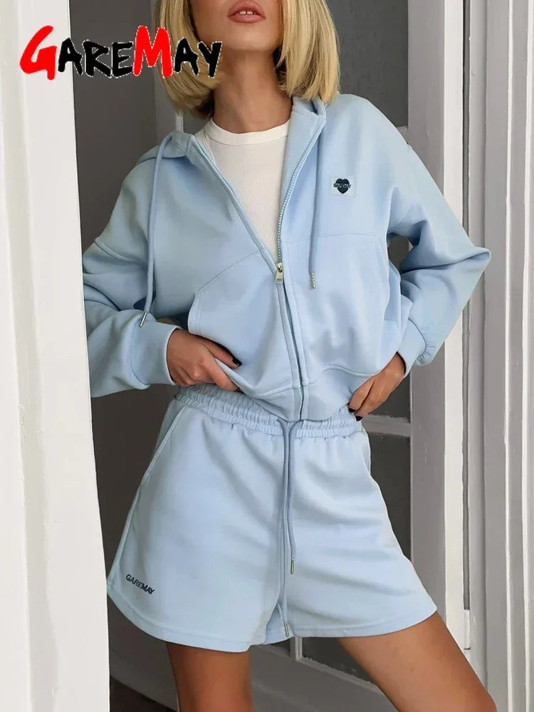 Women's Summer Suit with Shorts Cotton Oversize Top and Shorts Set Two-piece Casual Tracksuit with Shorts for Women