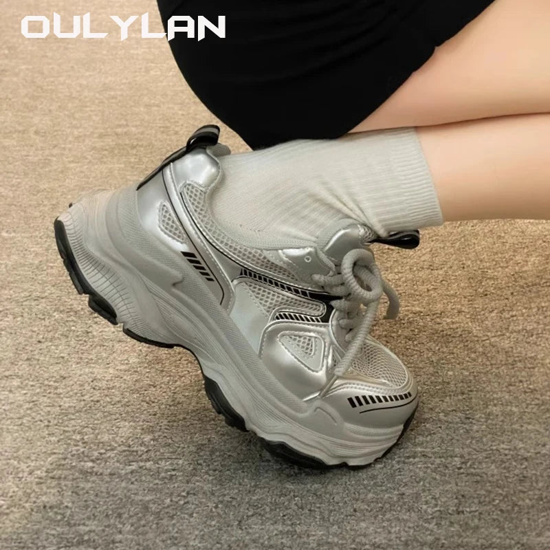 Thick Sole Women's Chunky Sneakers  Sports Running Shoes Casual Fitness Vulcanize Shoes