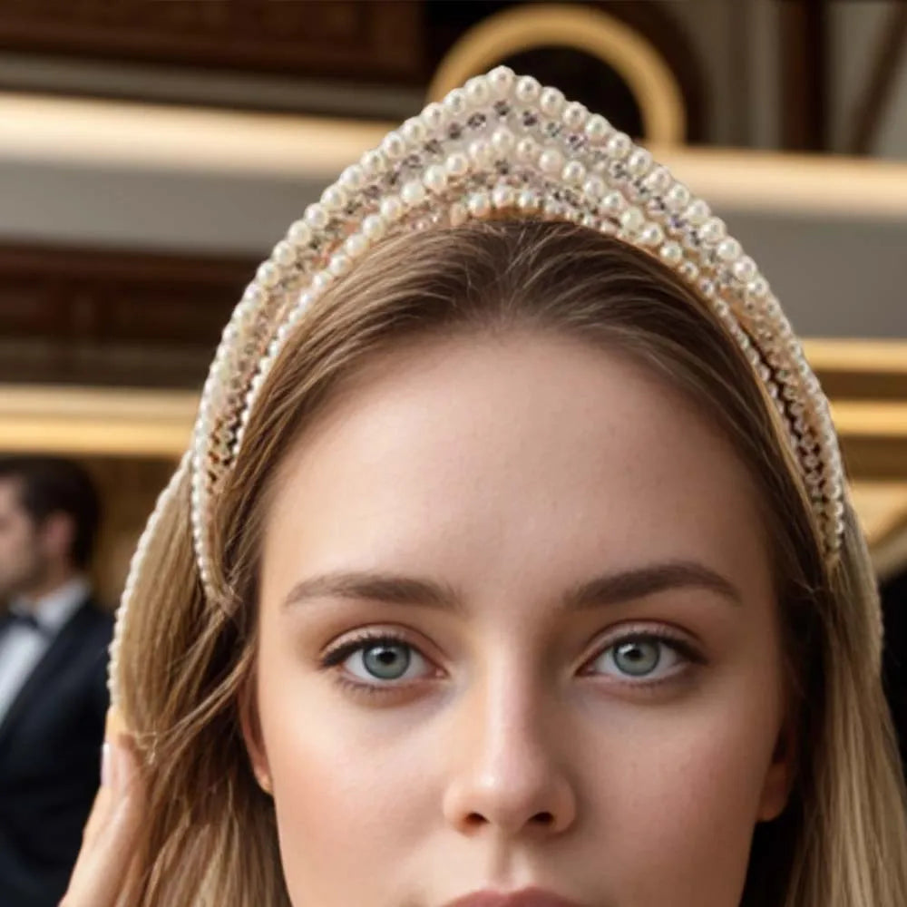 Pearl Headband Rhinestone Bohemian  Hairband