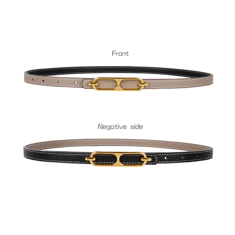 Double-sided use of women's leather belt decorated  fashion jeans wild trend luxury design top quality brand