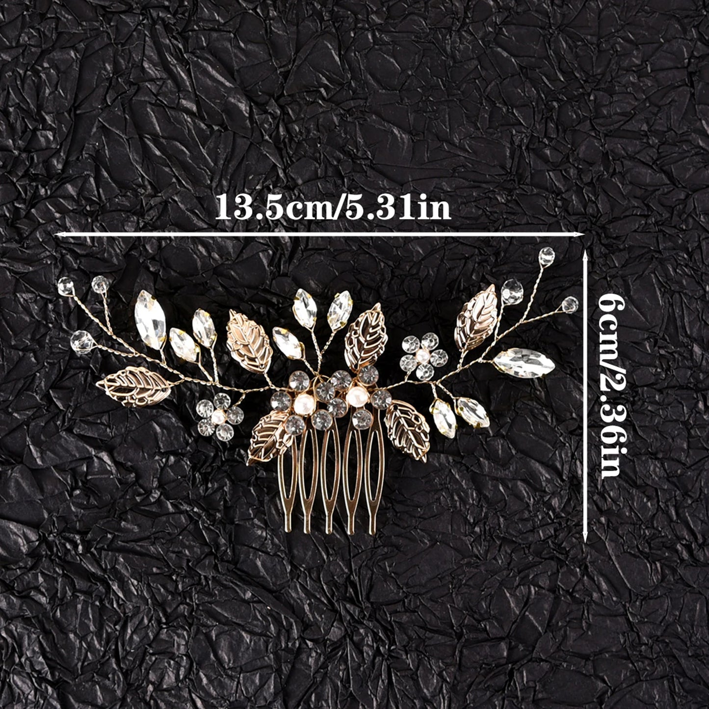 Crystal Pearl Hair Comb Clip Pin Alloy Leaf Hair Comb Handmade Headband For Women Bride Wedding Hair Accessories Jewelry