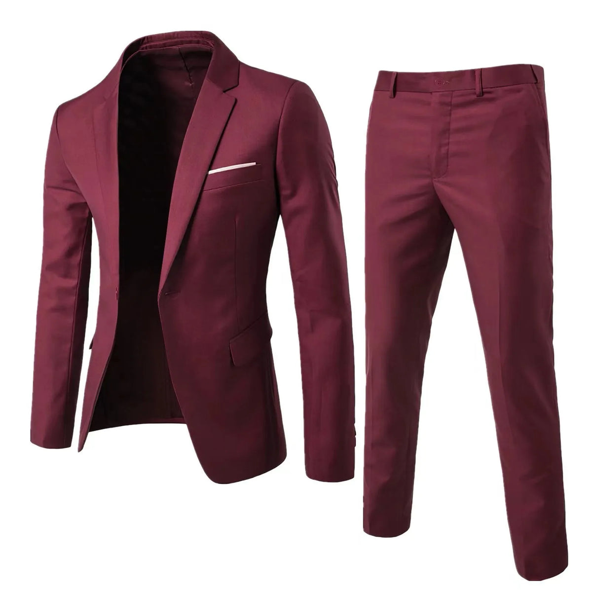 Fashion Jacket + Vest + Trousers Three or Two-piece Set Men's Solid Business Gentleman Casual Fit