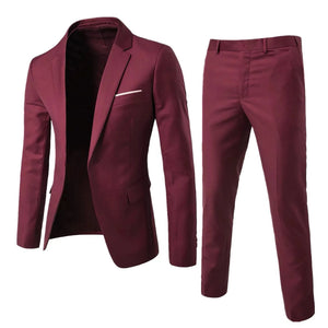 Fashion Jacket + Vest + Trousers Three or Two-piece Set Men's Solid Business Gentleman Casual Fit
