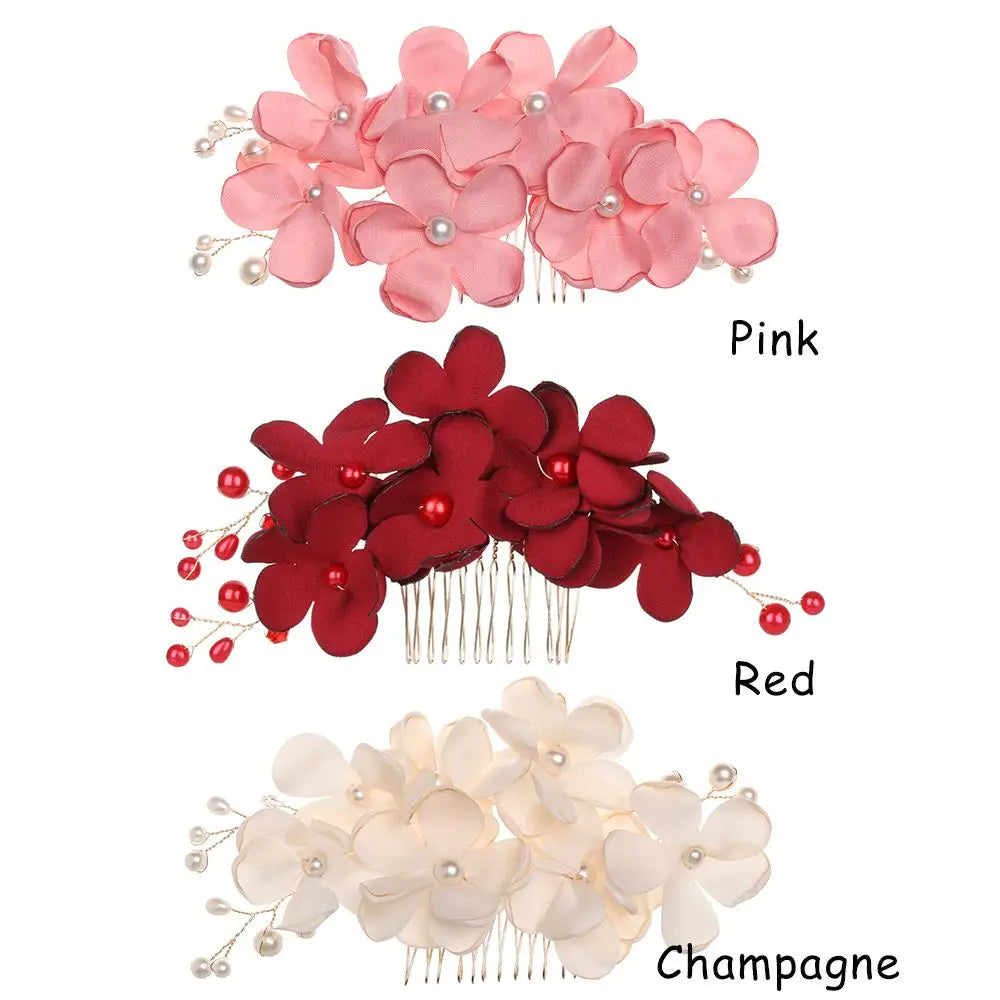 Fashion Red/Pink/Champagne Romantic Flower Hair Clip Hairpin Comb Accessories