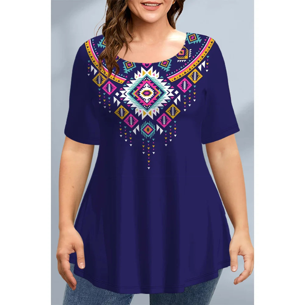 Women's T-Shirts Spring Clothing Floral Graphic O-Neck Pullovers Short Sleeve Tops Streetwear Oversized Apparel Ladies