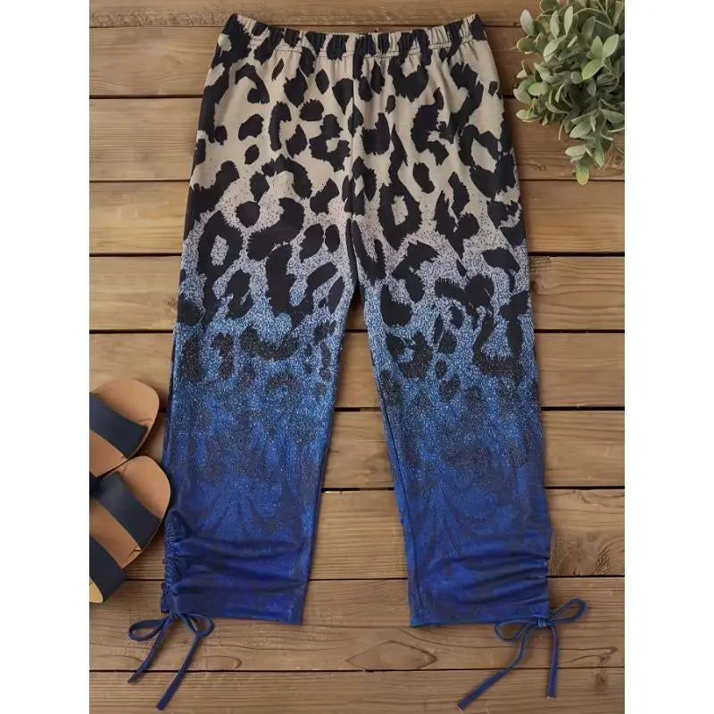 Comfortable and Casual Leopard Printed Drawstring Capris Leggings