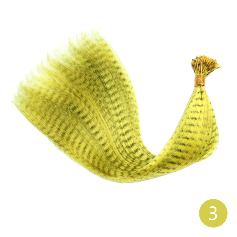 Feather Hair Extension 10Pieces Fake Hair I Tip Rainbow Synthetic Hair 16inch Hairpiece Feather for Hair Extension