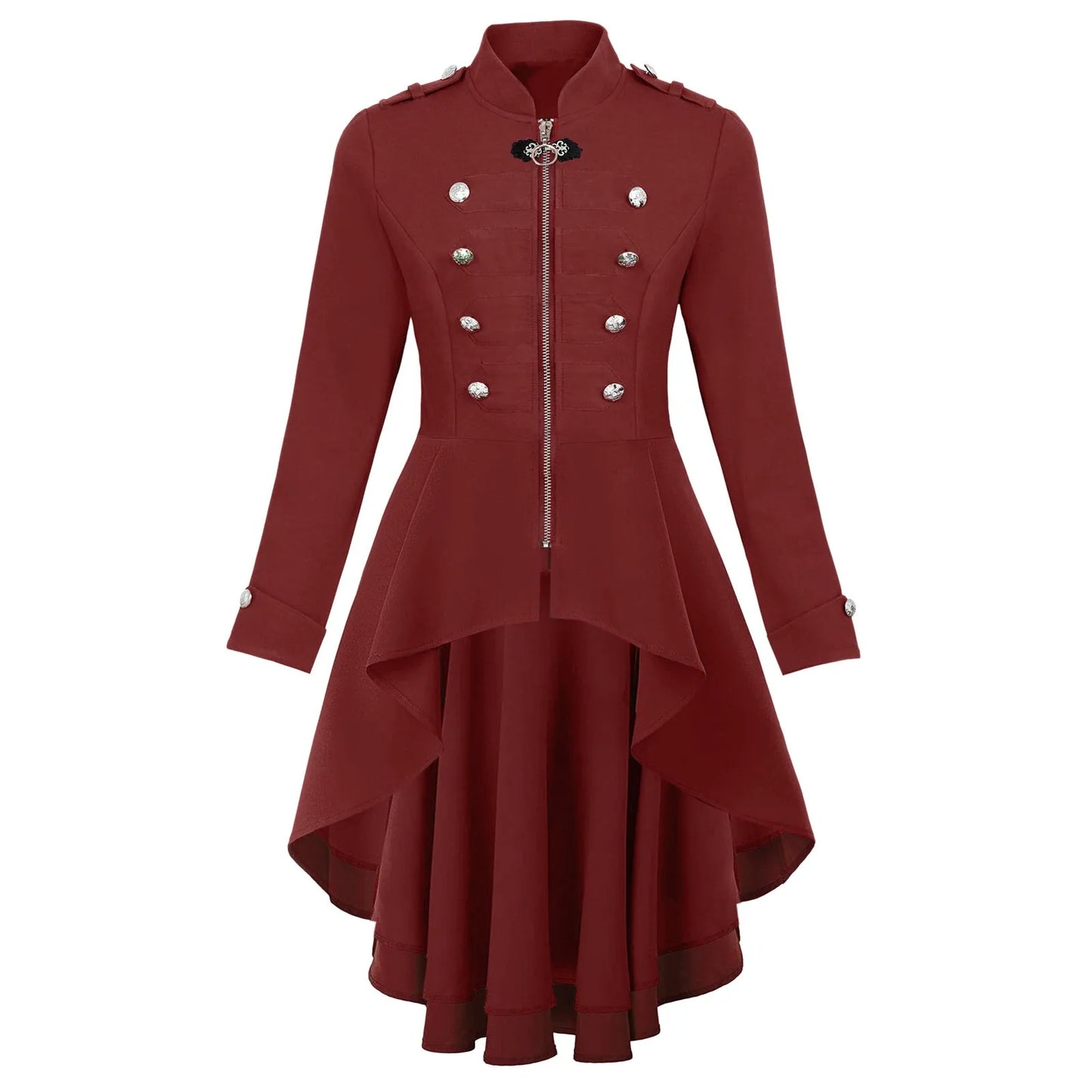 Black/White Stripe Elegant Women Irregular Hem Trench Coat  Vintage One Button Slim Tailcoat