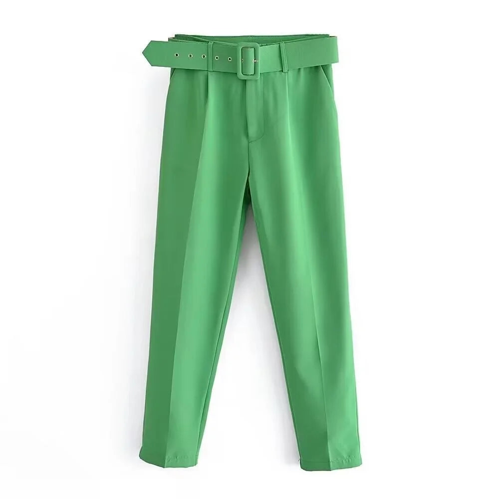 Casual Women's Wear Simple Fashion Solid Color Suit Top Straight Pants Set Two Piece Set Blazer Pants