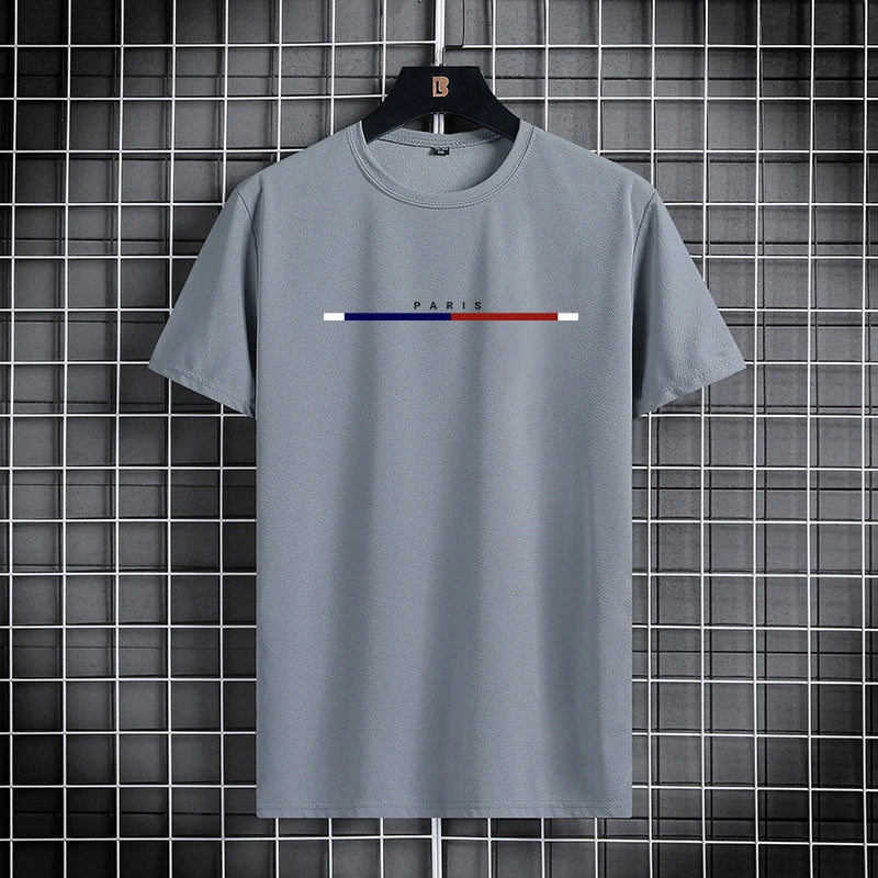 Summer men's short sleeved shorts set with round neck quick drying sports T-shirt thin breathable running sportswear