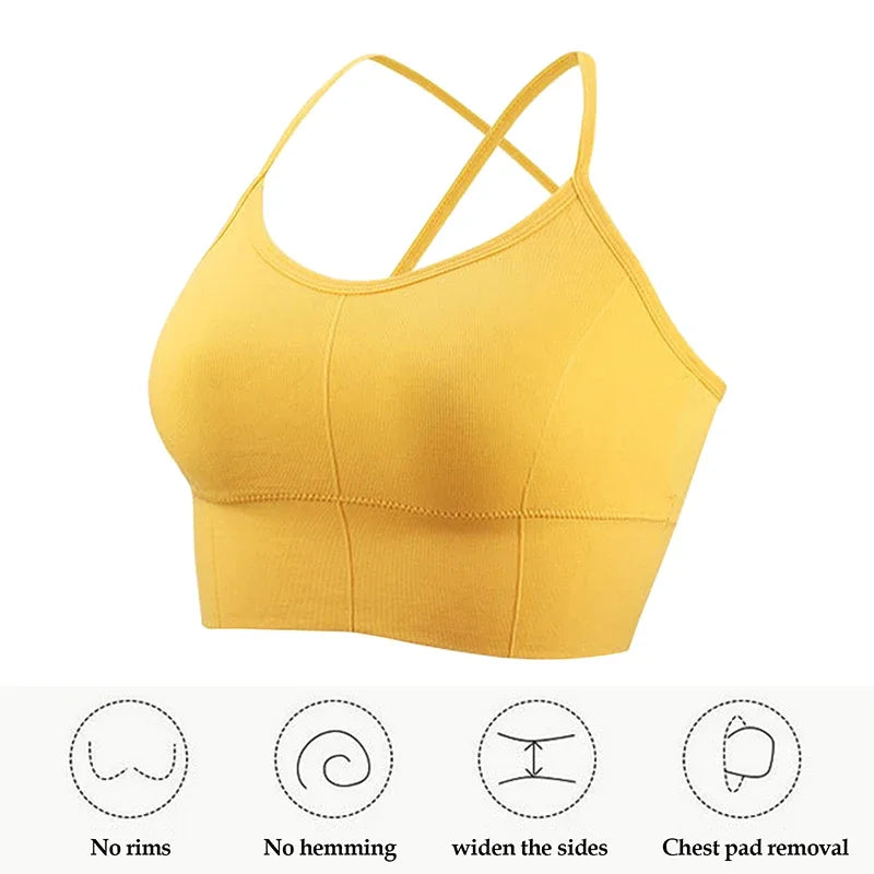 Cross Strap Sports bra High Impact For Gym Fitness  Sportswear Tank Top Yoga Push Up Crop Top